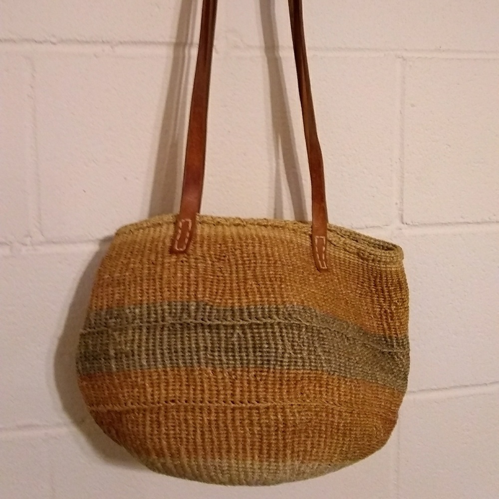 Vintage Kenya Bag Sisal Woven Grass Tote